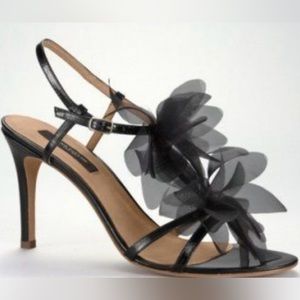 Ann Taylor 6M Camille Bloom Black Strappy Slim Heel